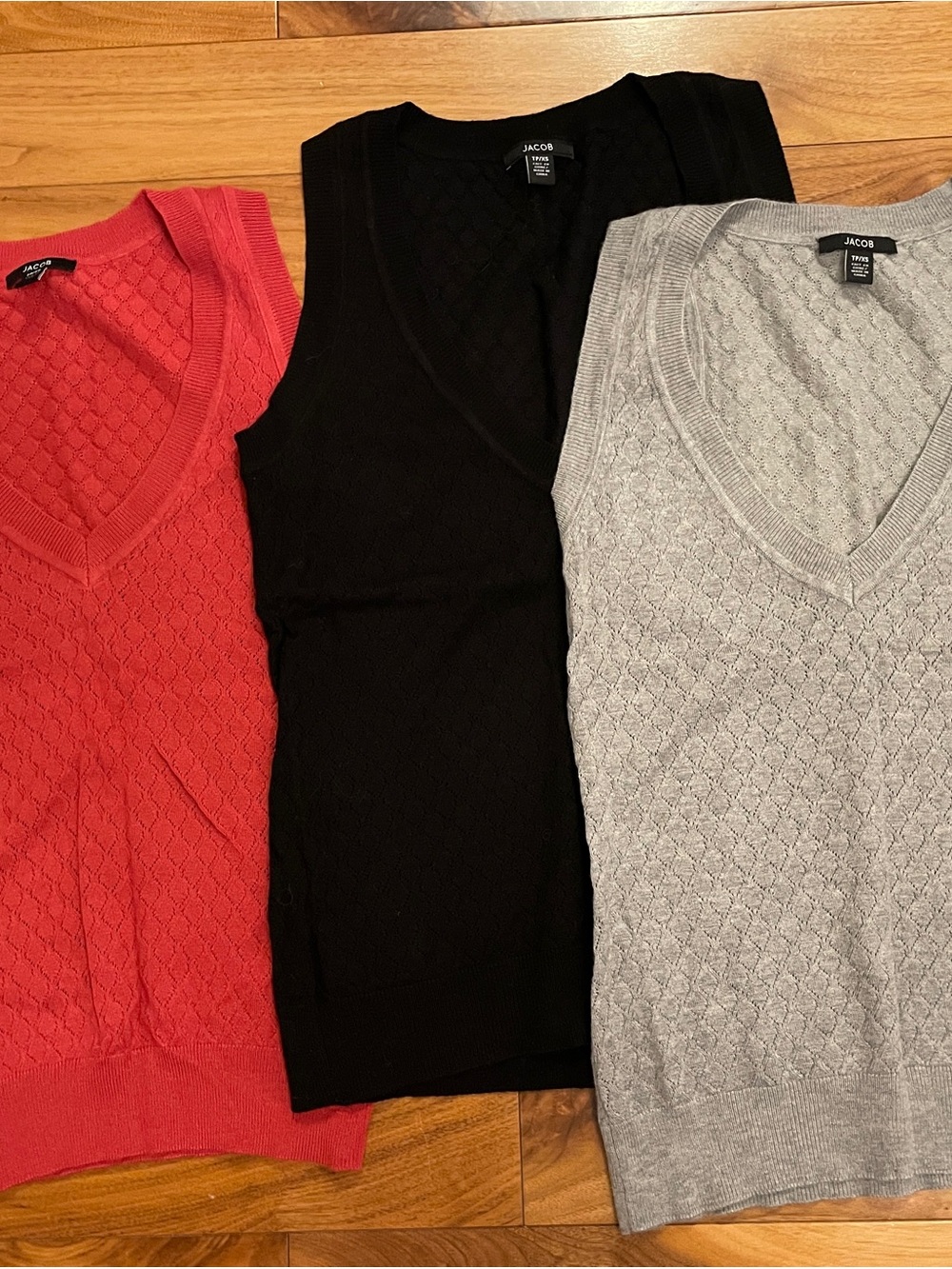 Jacob V-Neck Knit Tank Top - Red, Black, Gray